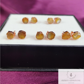 Raw Yellow Citrine Earrings, Rose Gold Plated Earring, Citrine Stud Earrings, November Birthstone Earrings, Boho Earring, Raw Stone Earrings